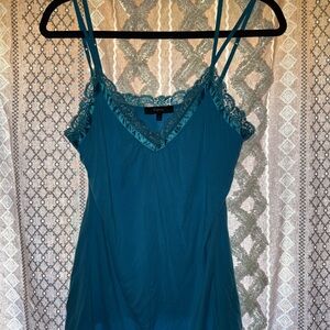 Express Teal Lace Accent Tank Top